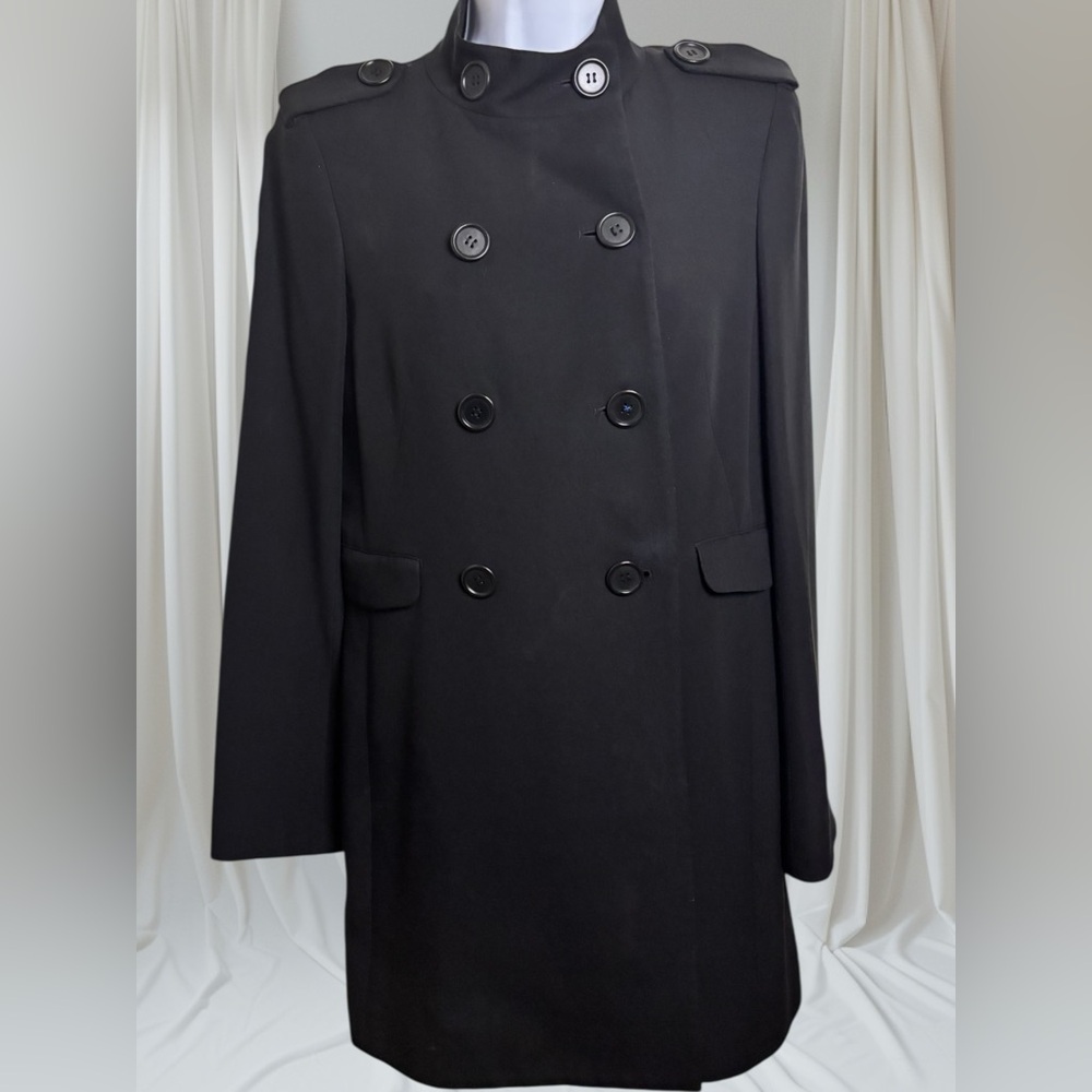 Vintage Max Studio Elegant Black Double-Breasted Pea Coat